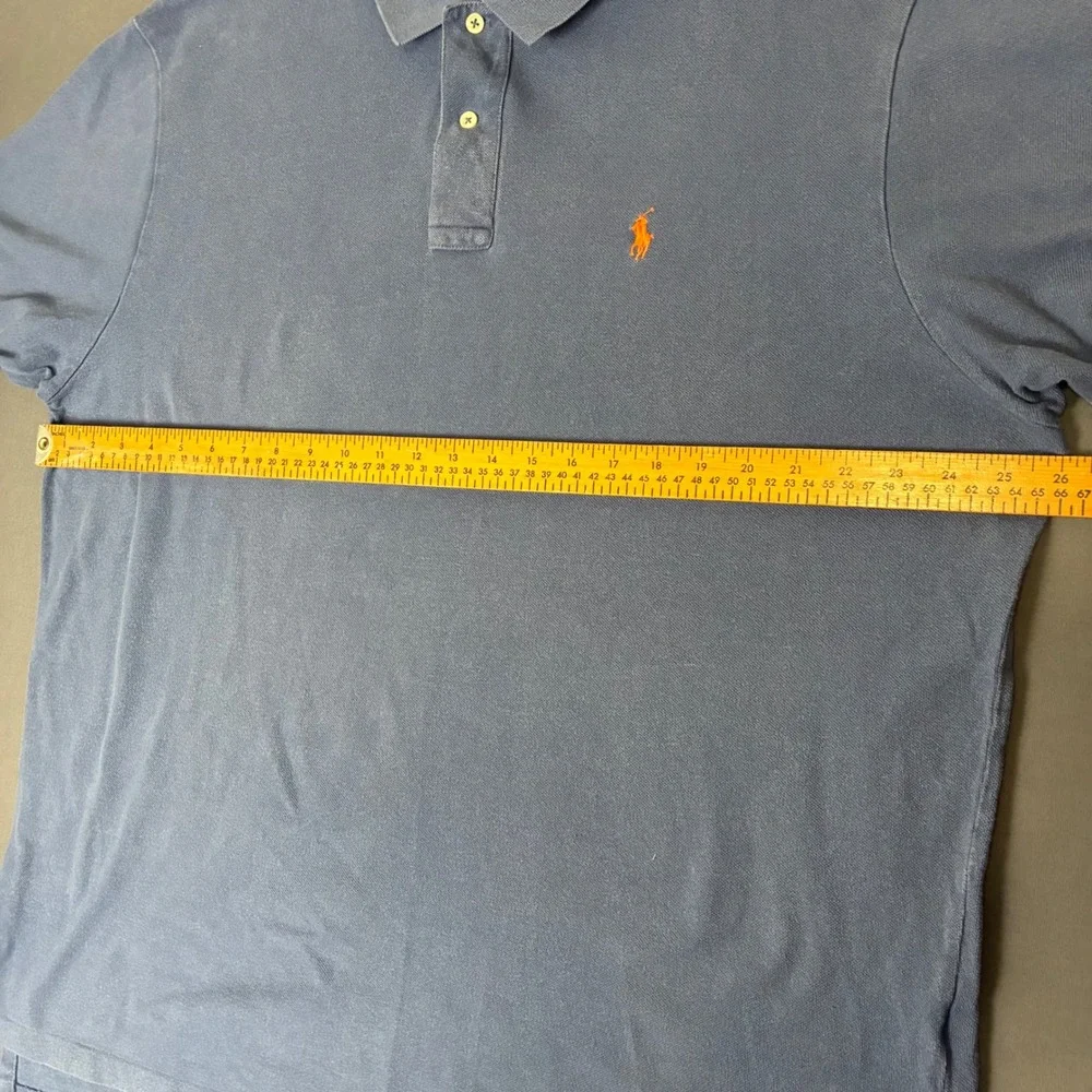 Polo Ralph Lauren Blue Short Sleeve Polo Men's Size XXL Orange Pony VTG Preppy